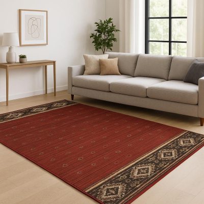 Berry Gold and Ivory Southwestern Polypropylene Rectangle Area Rug