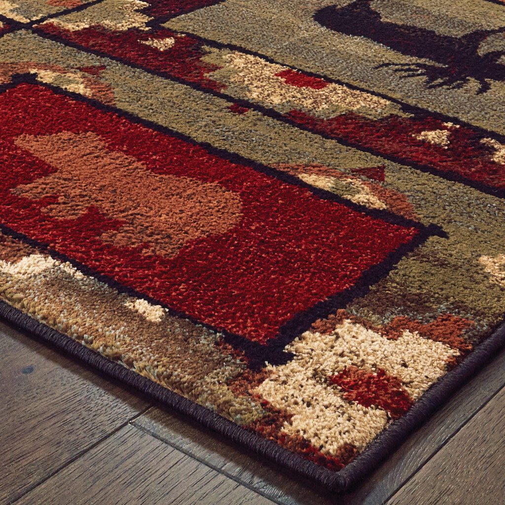 Southwestern Brown Rust and Gold Polypropylene Rectangle Area Rug