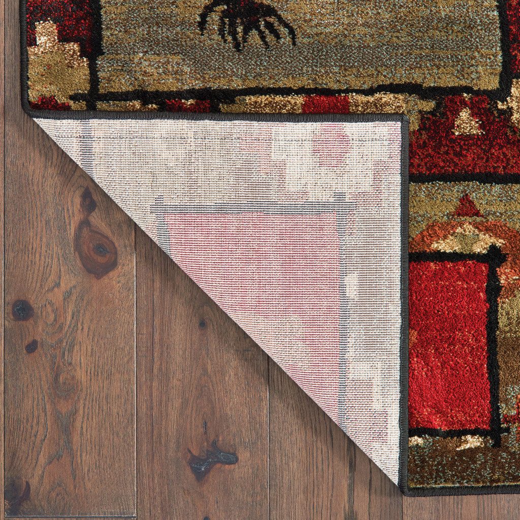 Southwestern Brown Rust and Gold Polypropylene Rectangle Area Rug
