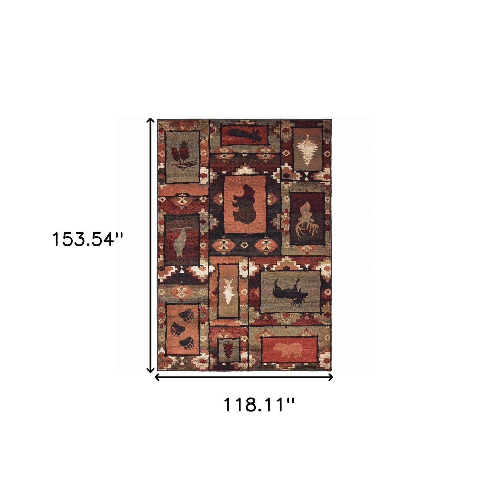 Southwestern Brown Rust and Gold Polypropylene Rectangle Area Rug