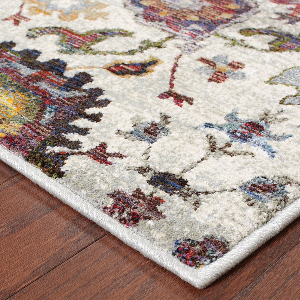 Stone Purple and Green Polypropylene Oriental Area Rug