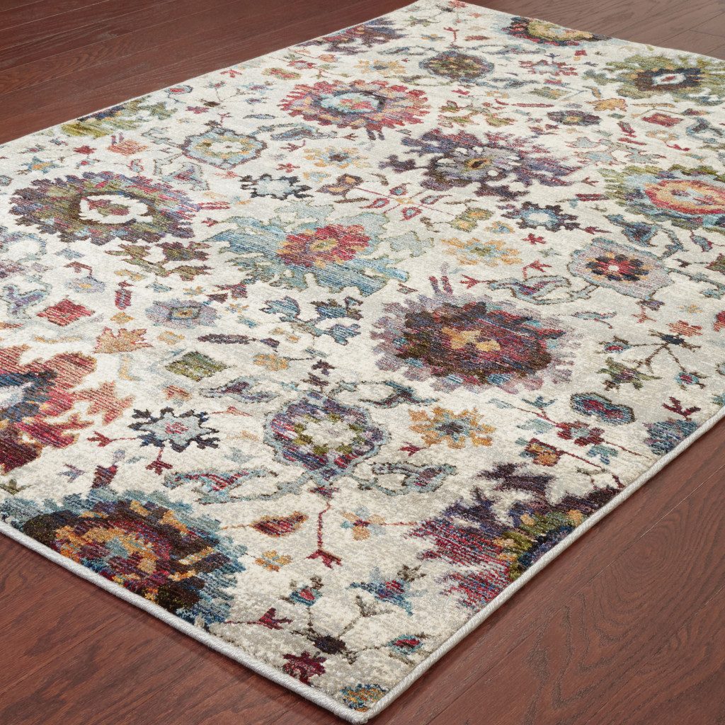 Stone Purple and Green Polypropylene Oriental Area Rug