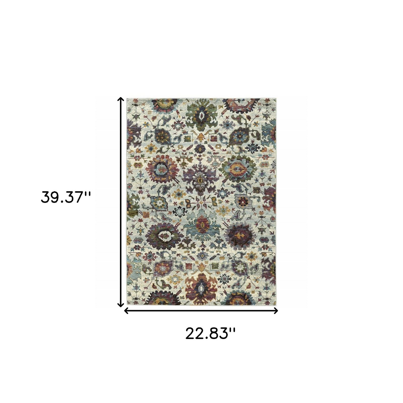 Stone Purple and Green Polypropylene Oriental Area Rug