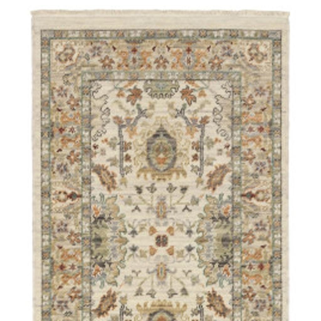 12′ Gray and Ivory Genuine Wool Oriental Runner Rug