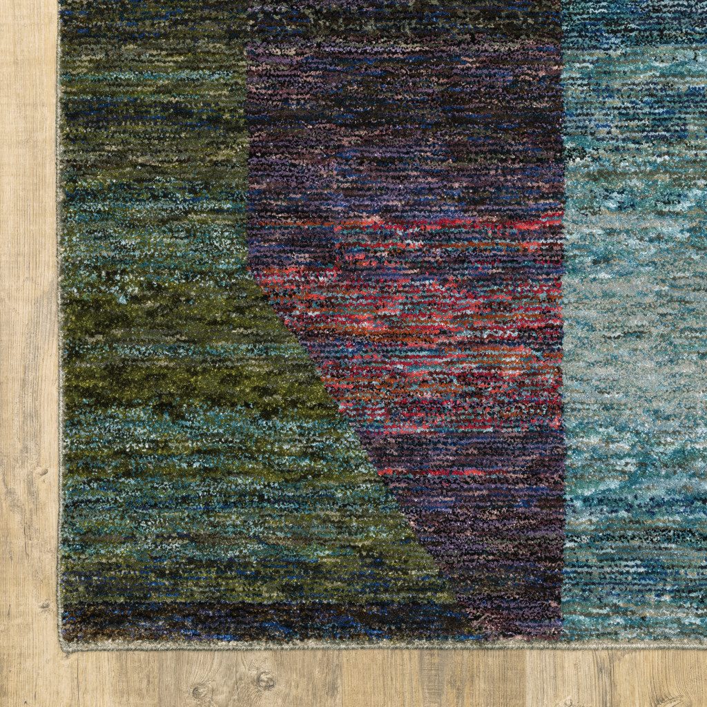 Purple and Red Geometric Polypropylene Rectangle Area Rug