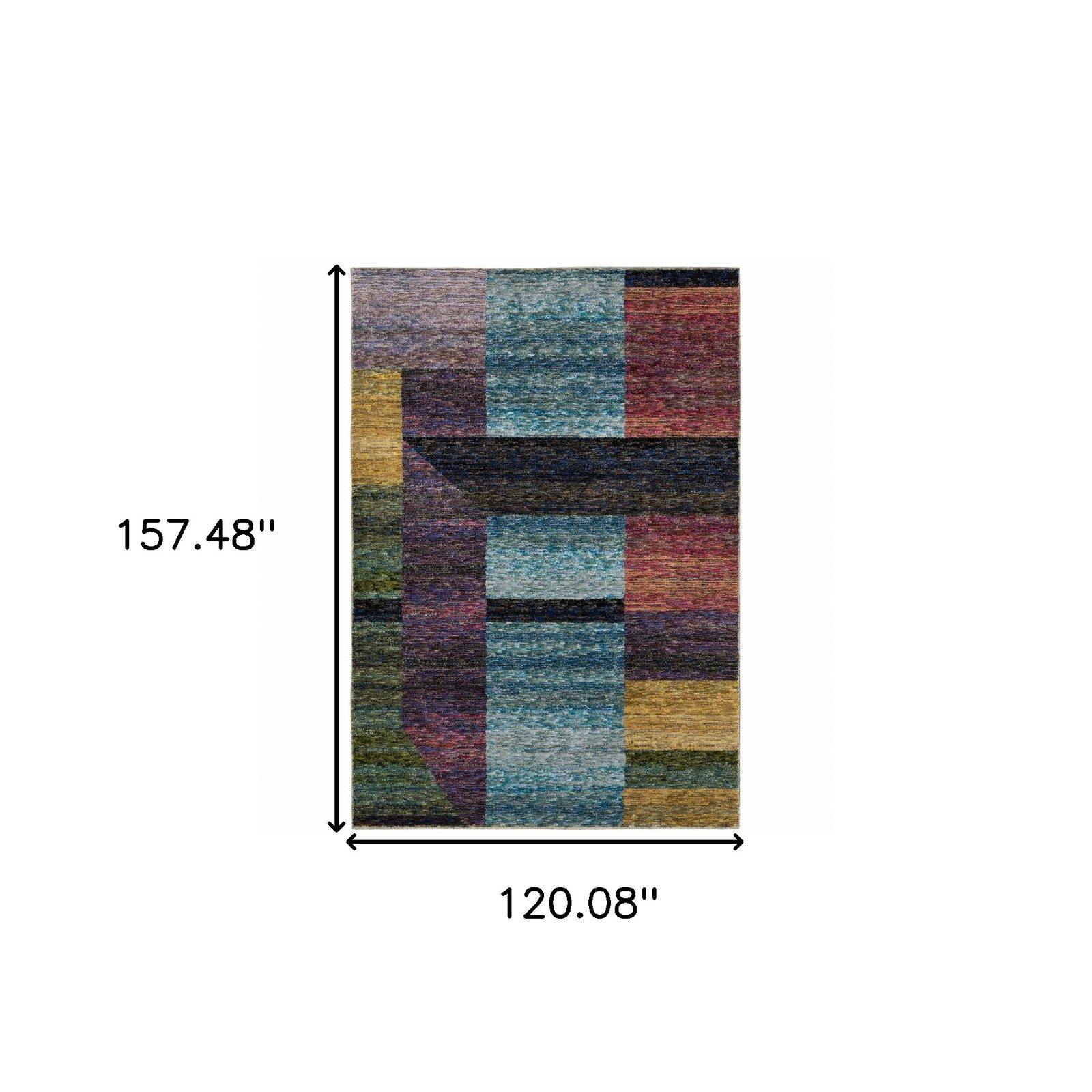 Purple and Red Geometric Polypropylene Rectangle Area Rug