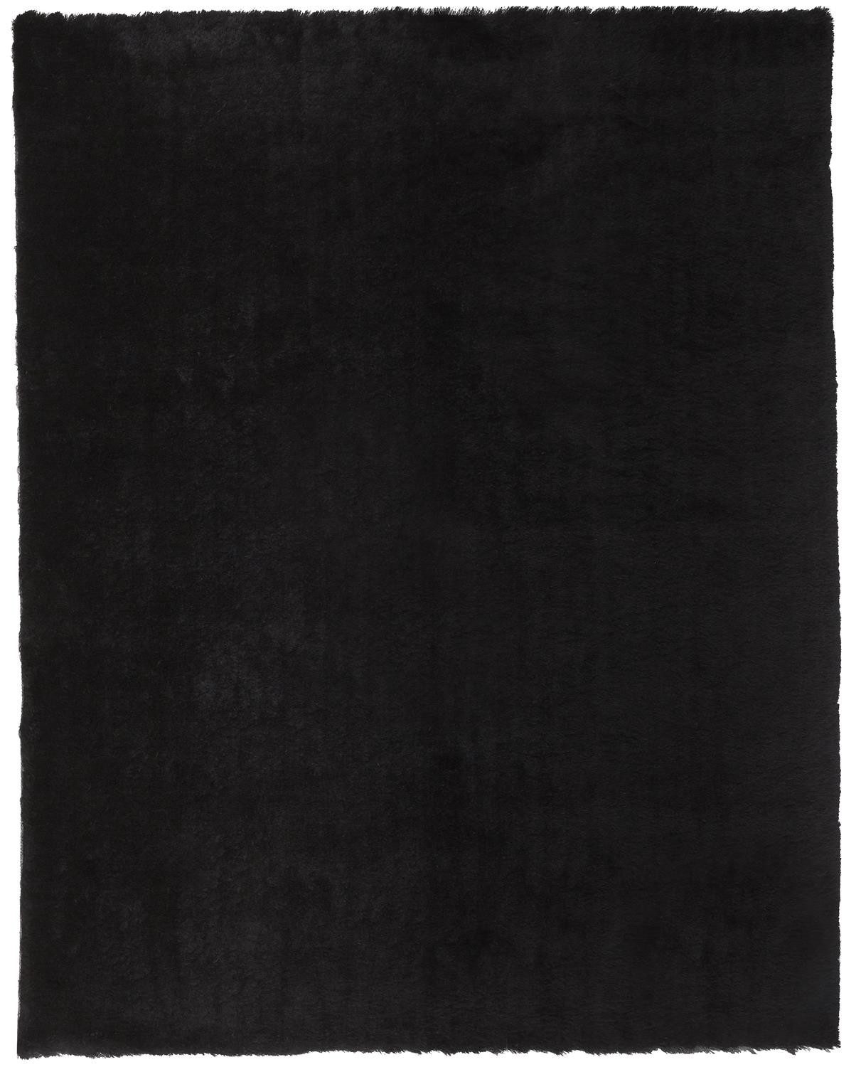 Black Shag Tufted Polyester Rectangle Area Rug