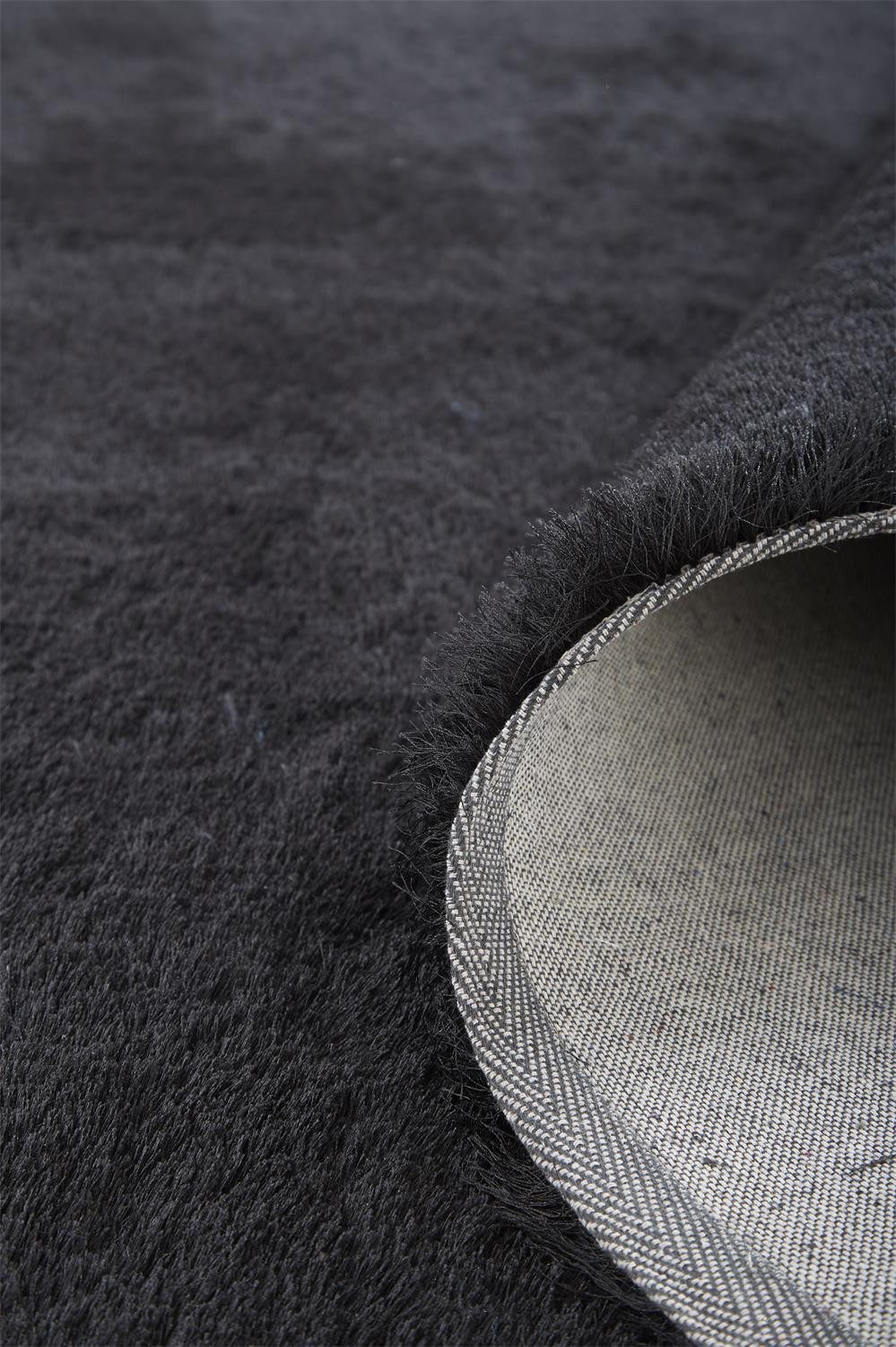 Black Shag Tufted Polyester Rectangle Area Rug