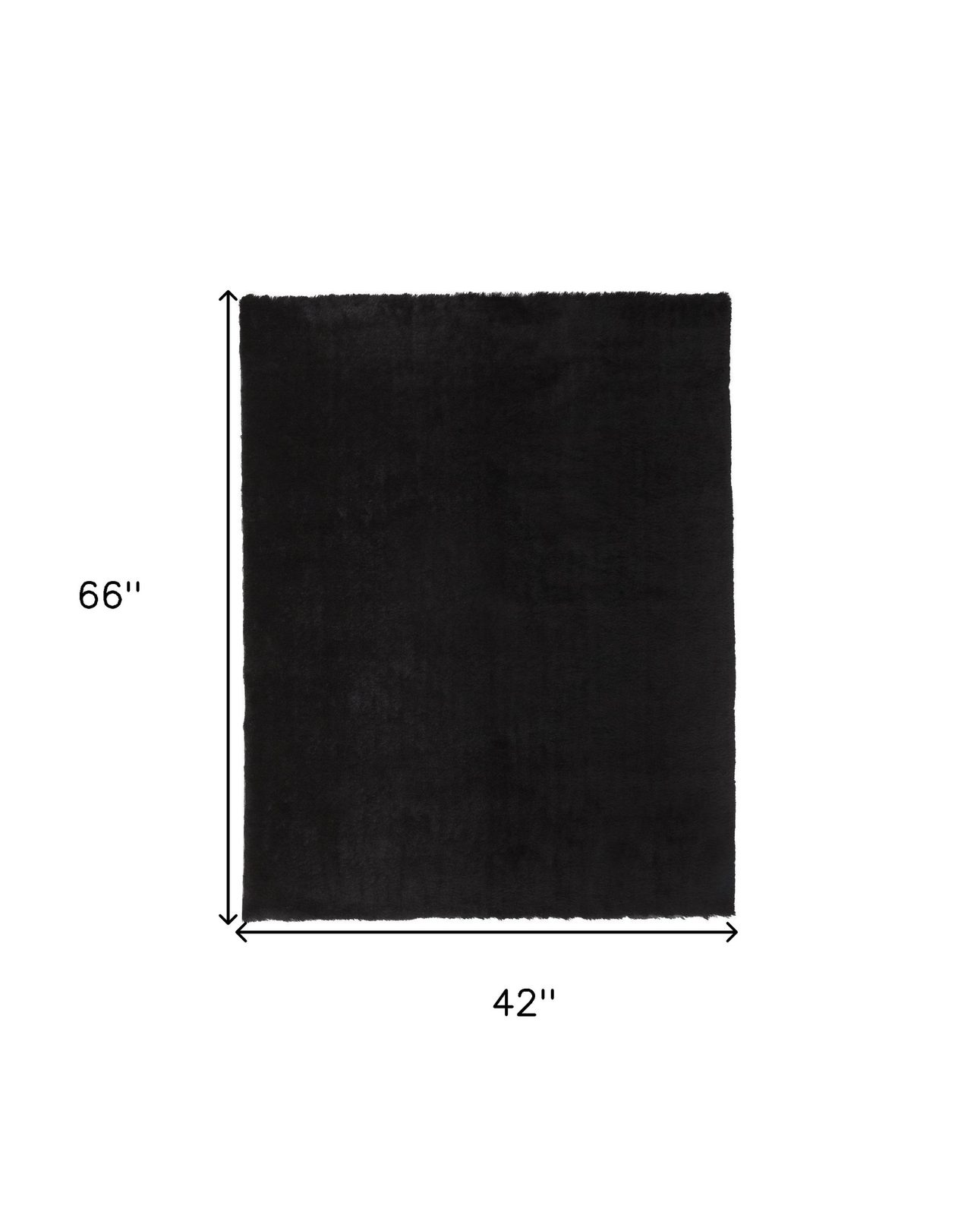 Black Shag Tufted Polyester Rectangle Area Rug
