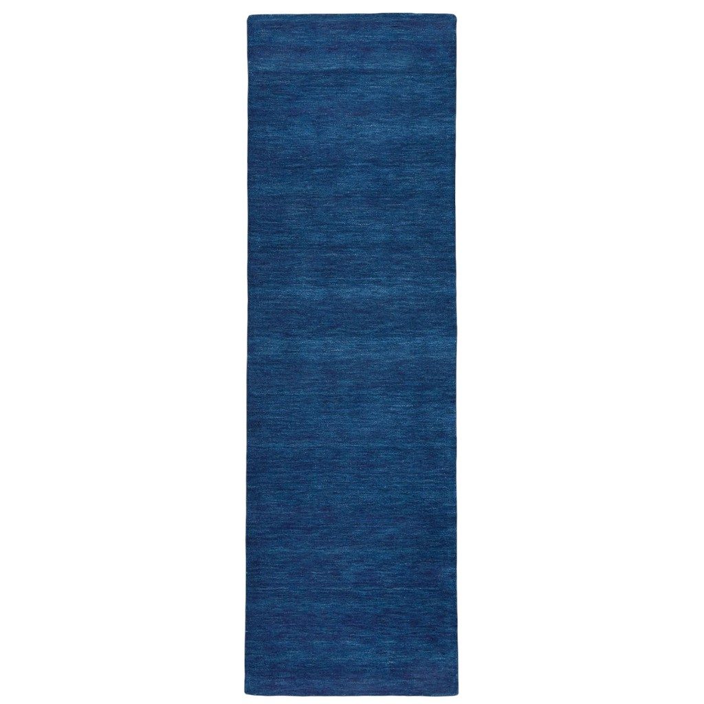 Blue Hand Woven Wool Runner Rug