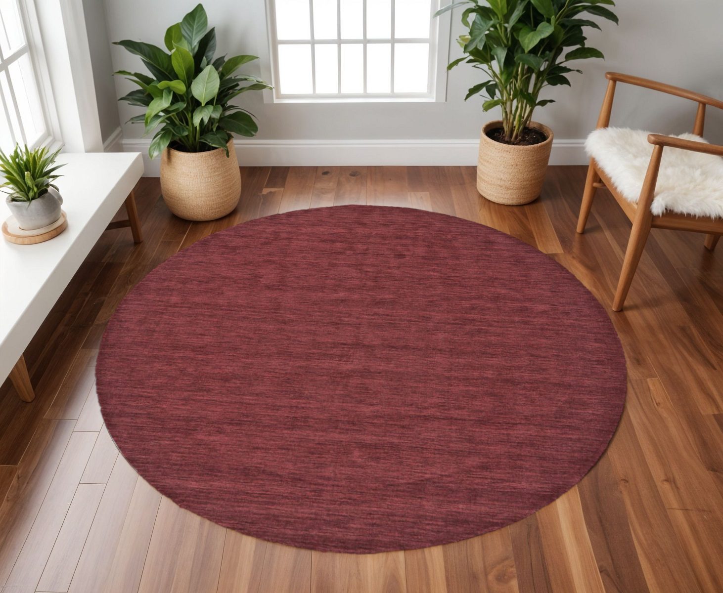 Red Wool Hand Woven Area Rug
