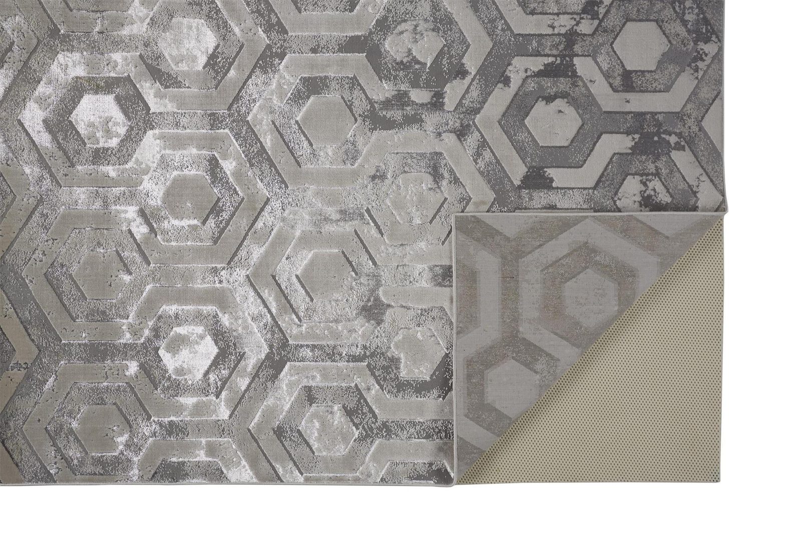 Gray Taupe and Silver Abstract Polypropylene Area Rug