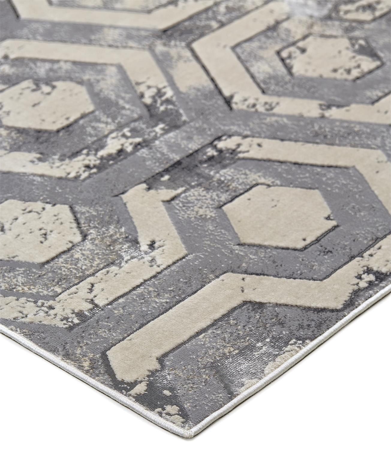 Gray Taupe and Silver Abstract Polypropylene Area Rug