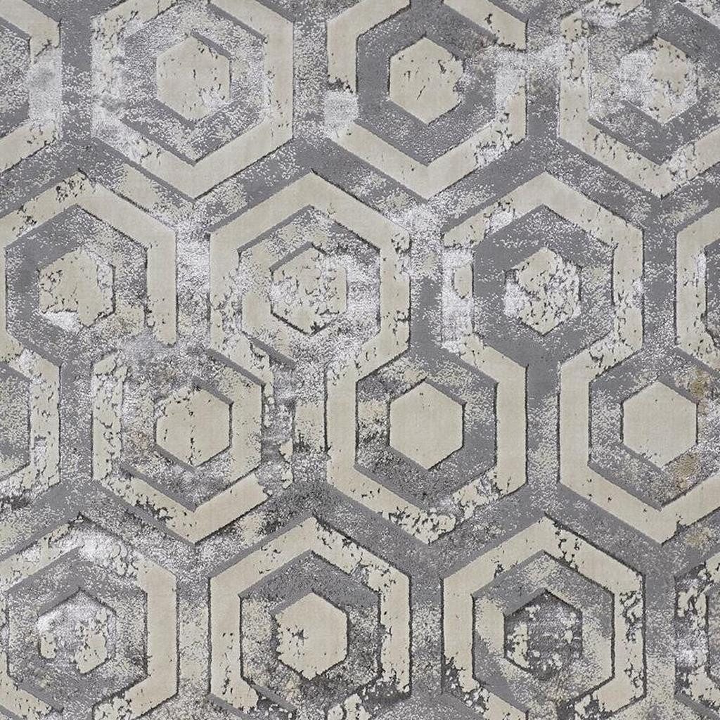 Gray Taupe and Silver Abstract Polypropylene Area Rug
