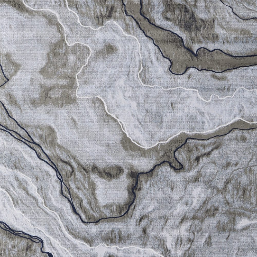 Ivory Blue and Gray Abstract Polypropylene Area Rug