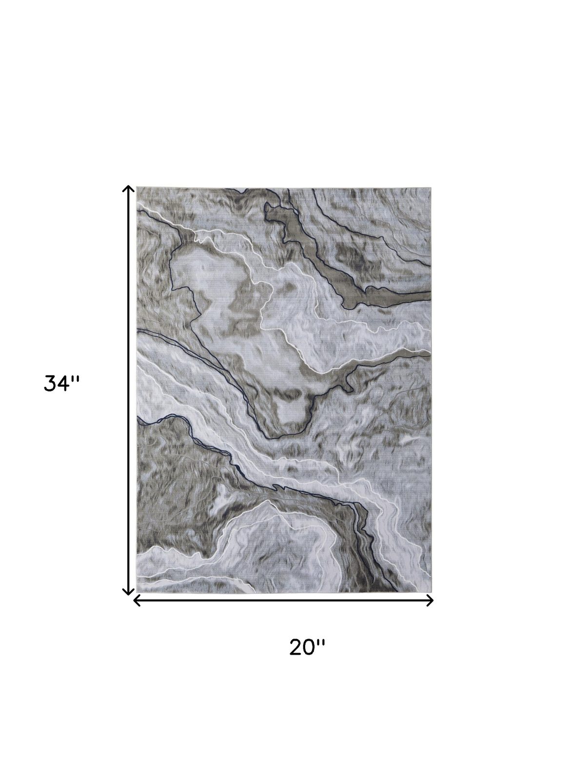 Ivory Blue and Gray Abstract Polypropylene Area Rug