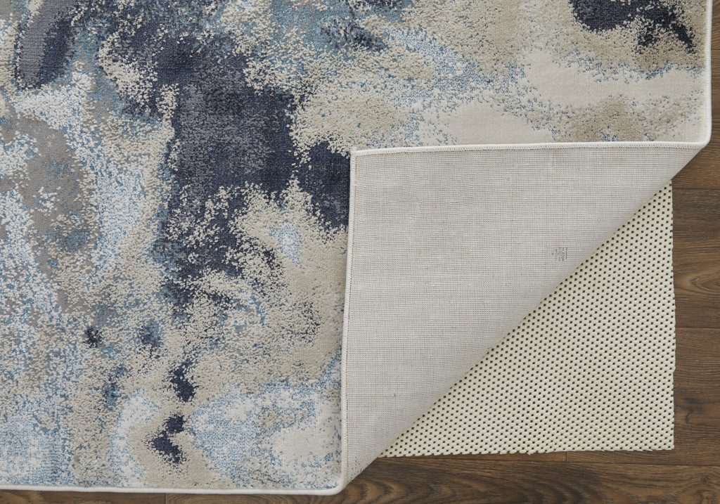 Ivory Black and Gray Abstract Polyester Area Rug
