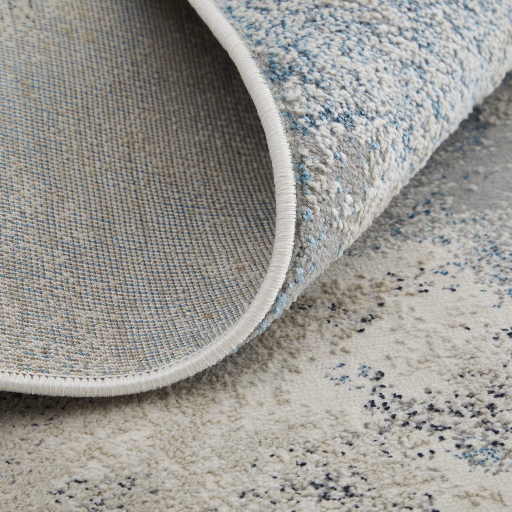 Ivory Black and Gray Abstract Polyester Area Rug