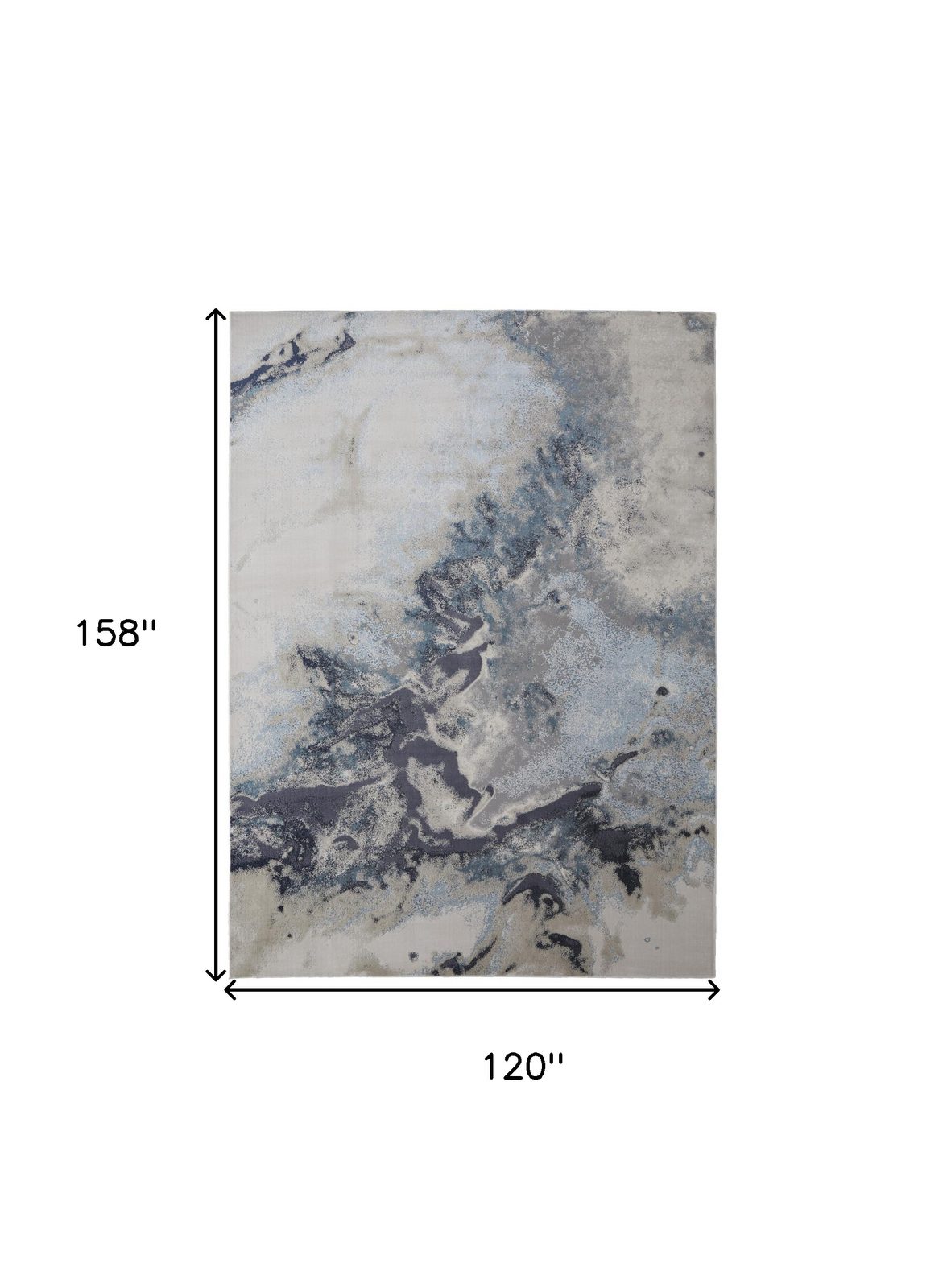 Ivory Black and Gray Abstract Polyester Area Rug