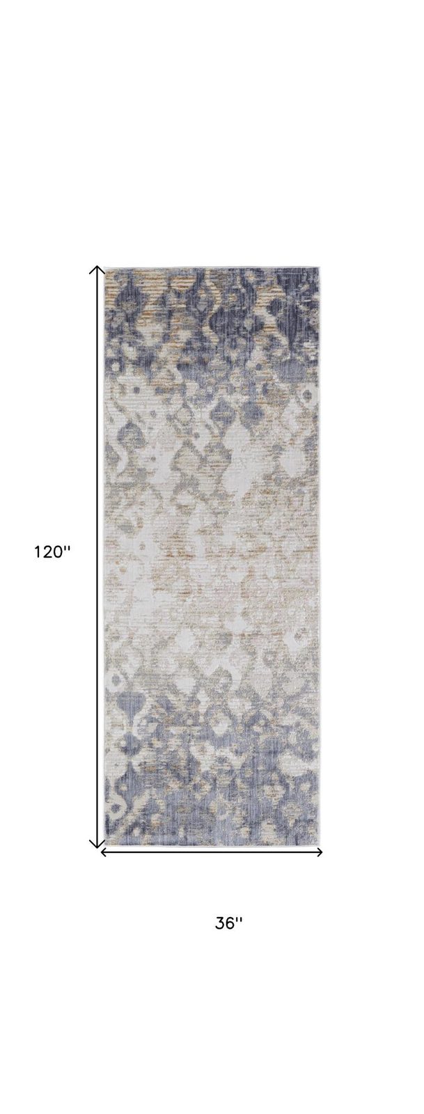 Ivory Tan and Blue Abstract Distressed Polypropylene Area Rug