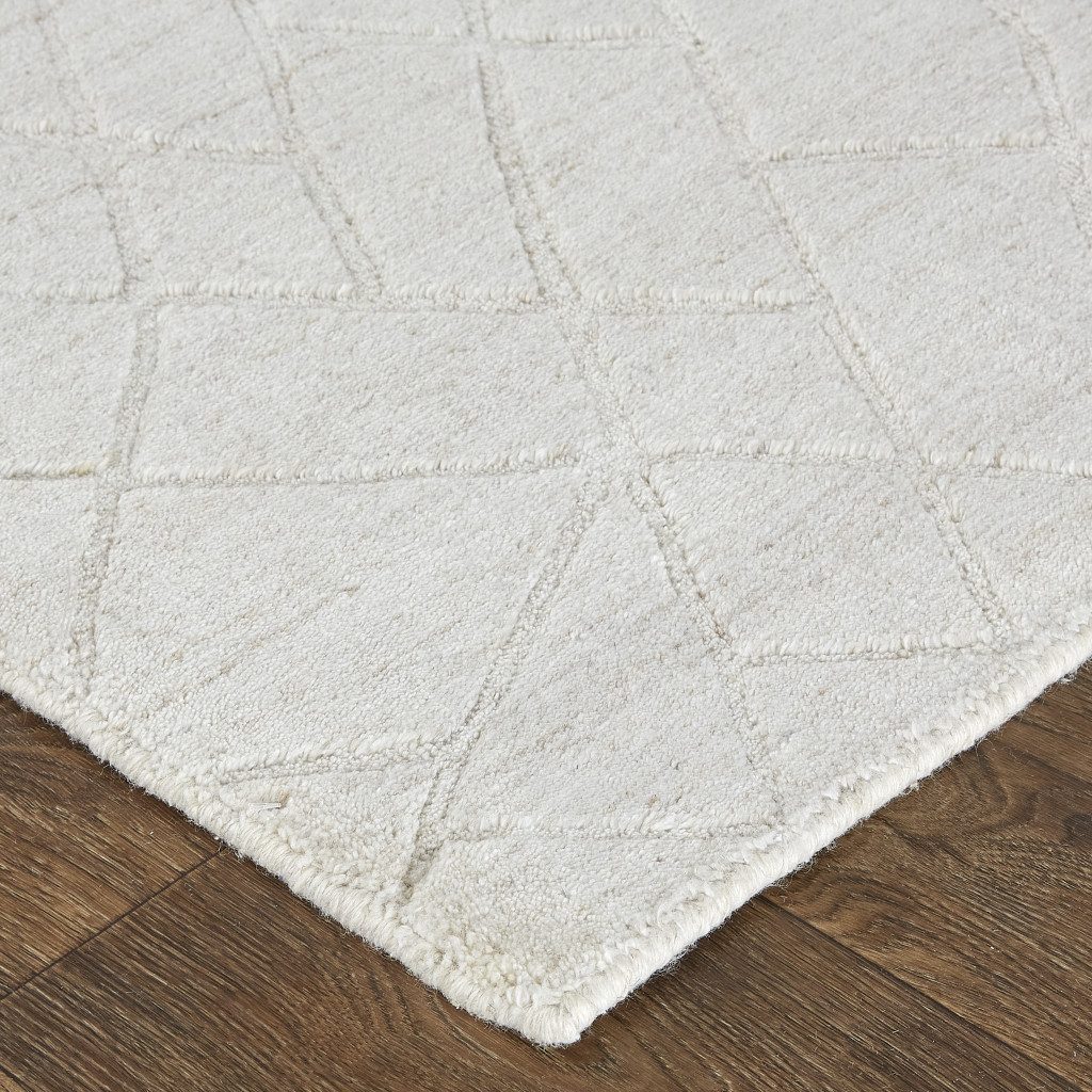 Ivory and Gray Striped Viscose Wool Rectangle Area Rug
