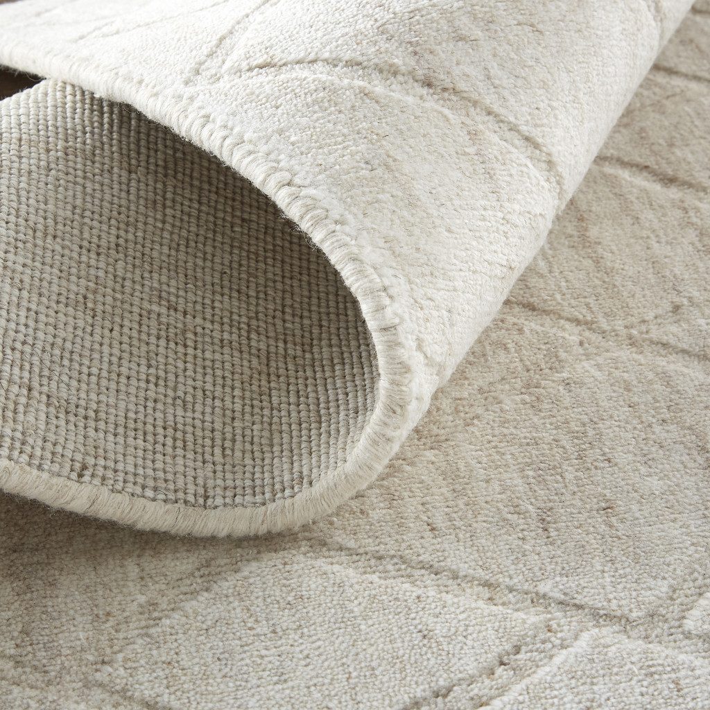 Ivory and Gray Striped Viscose Wool Rectangle Area Rug
