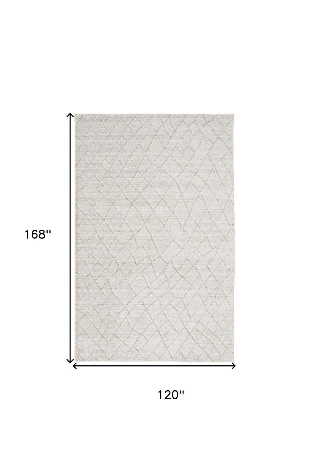 Ivory and Gray Striped Viscose Wool Rectangle Area Rug