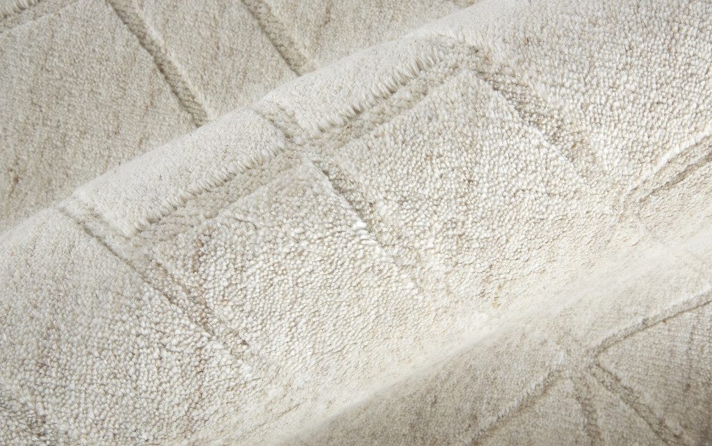 Ivory and Gray Striped Viscose Wool Rectangle Area Rug