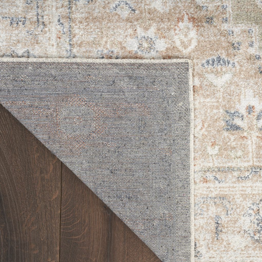 8′ Sage Polyester Washable Oriental Distressed Runner Rug