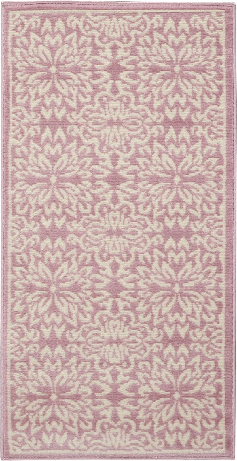 Pink Floral Polypropylene Power Loom Area Rug