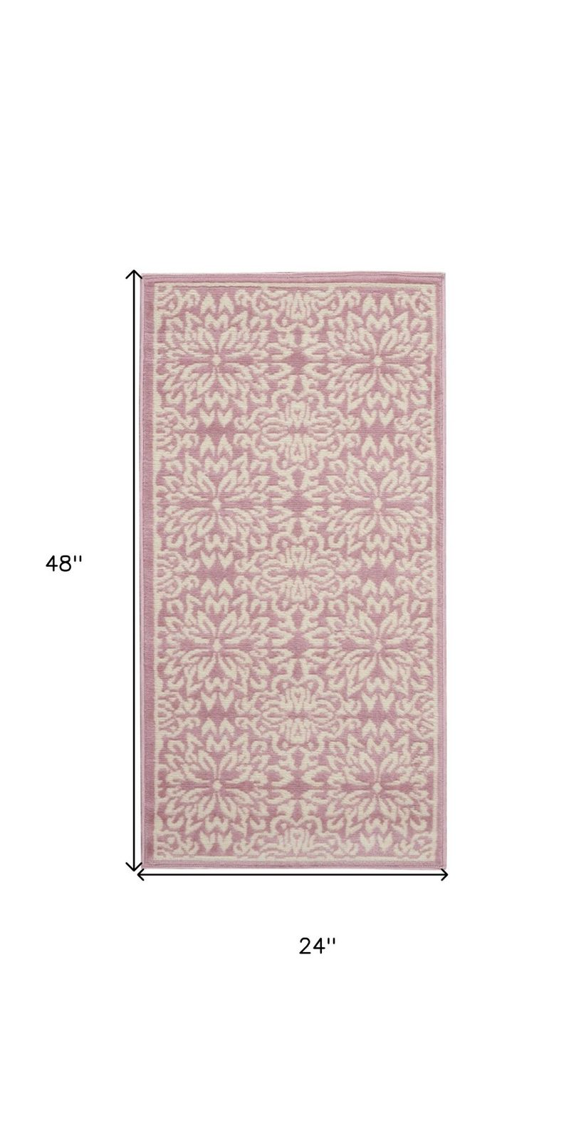 Pink Floral Polypropylene Power Loom Area Rug