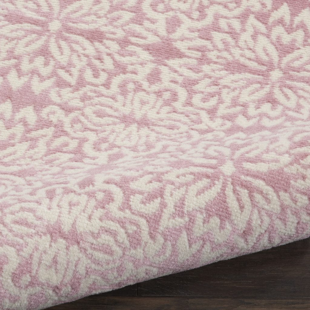 Pink Floral Polypropylene Power Loom Area Rug