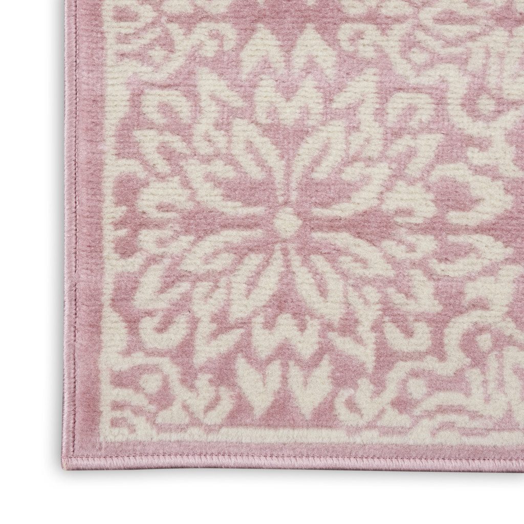 Pink Floral Polypropylene Power Loom Area Rug
