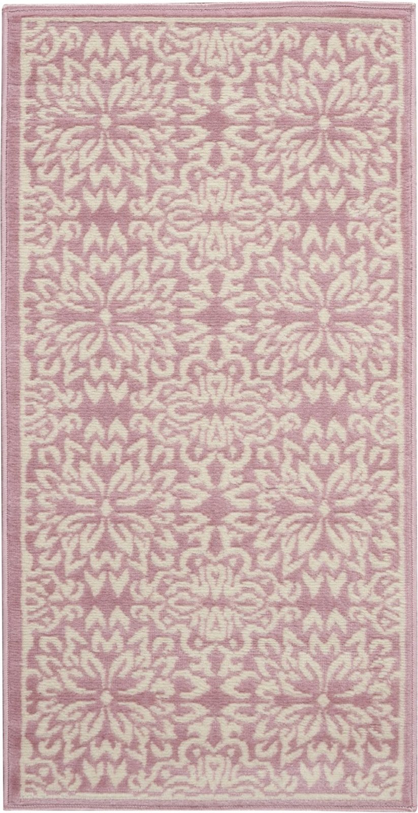 Pink Floral Polypropylene Power Loom Area Rug