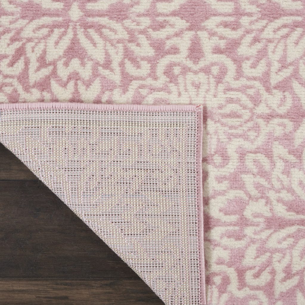 Pink Floral Polypropylene Power Loom Area Rug