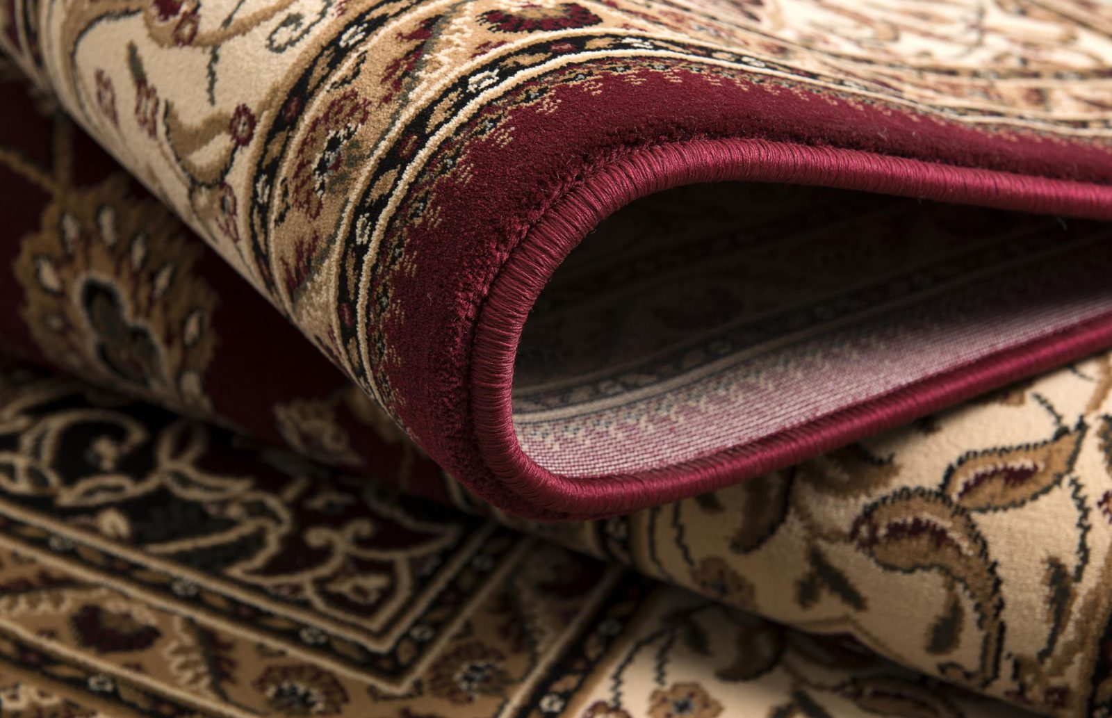 Red and Beige Floral Medallion Olefin Power Loom Area Rug