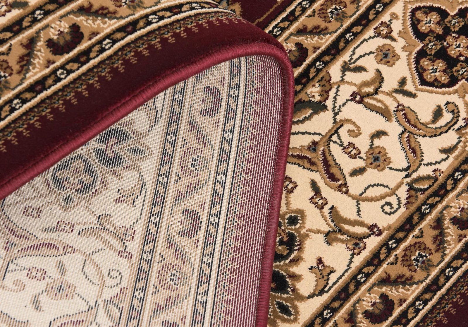 Red and Beige Floral Medallion Olefin Power Loom Area Rug