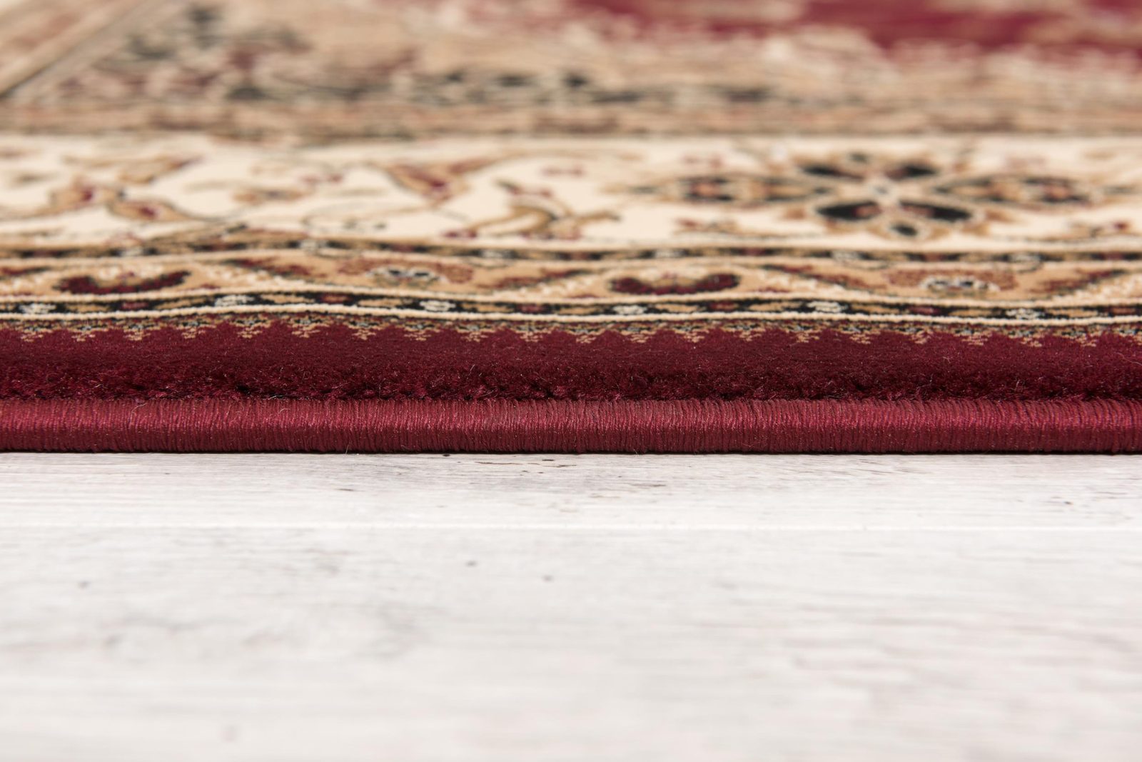 Red and Beige Floral Medallion Olefin Power Loom Area Rug