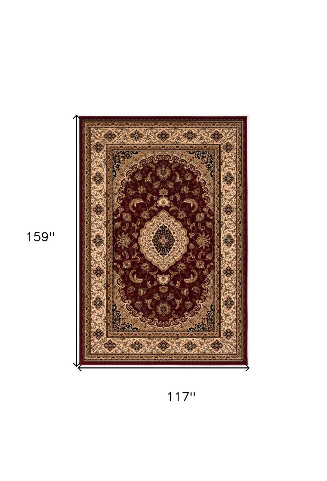Red and Beige Floral Medallion Olefin Power Loom Area Rug