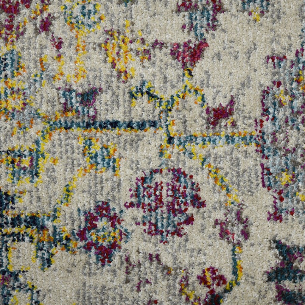 Gray Blue and Purple Polypropylene Rectangle Area Rug