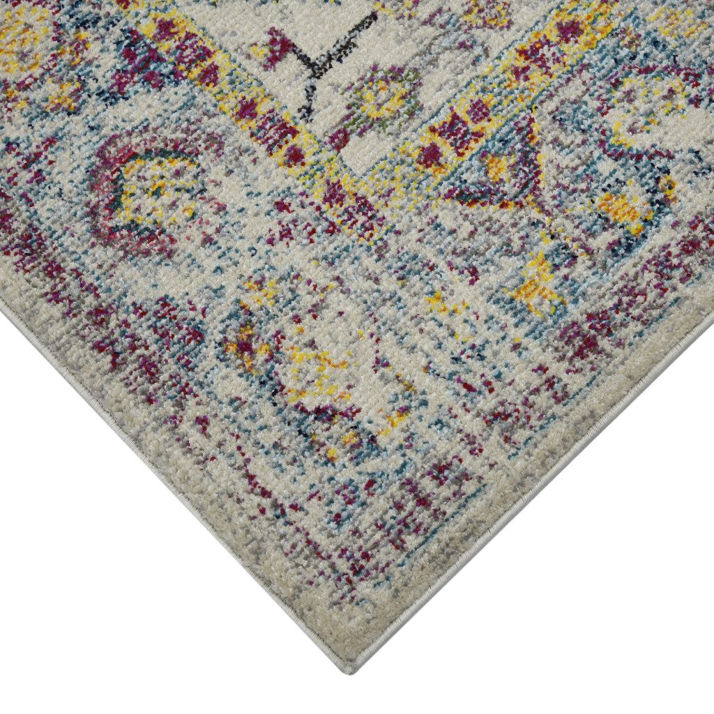 Gray Blue and Purple Polypropylene Rectangle Area Rug