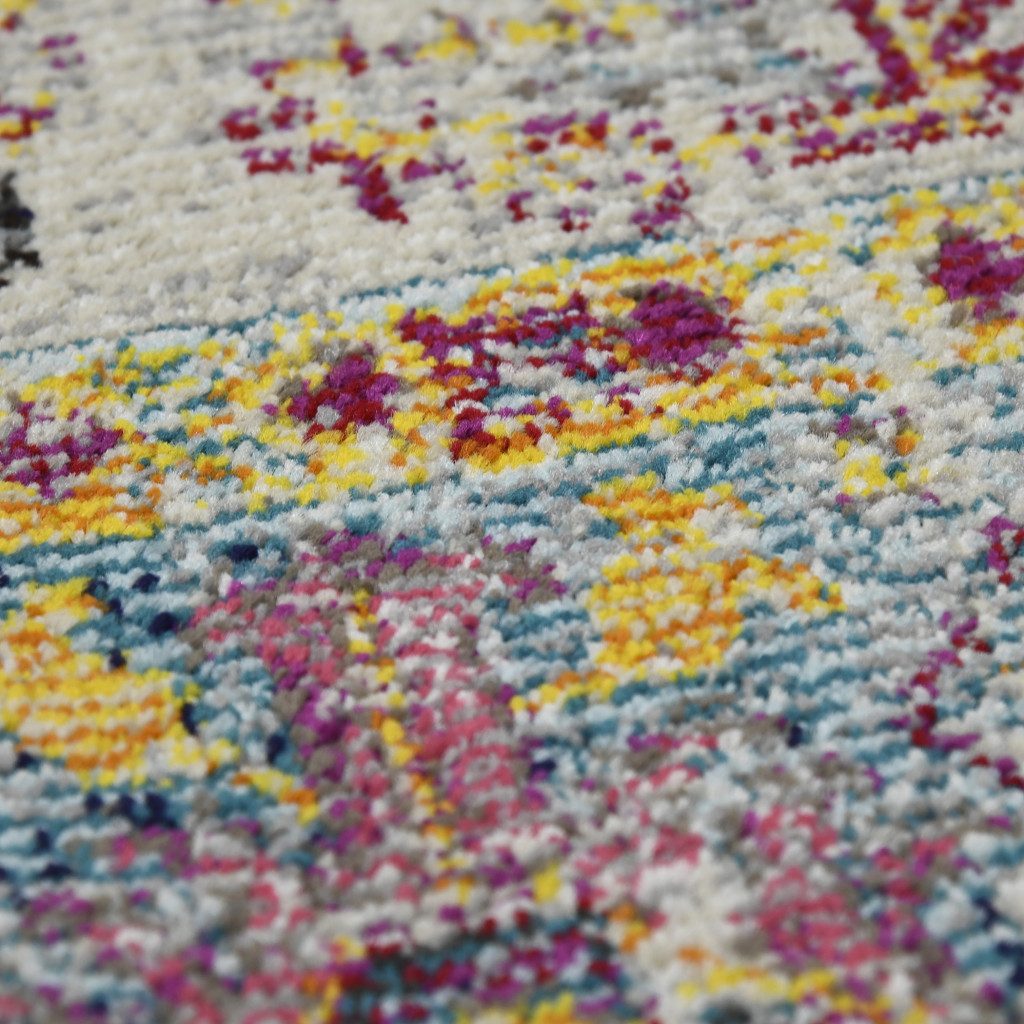 Gray Blue and Purple Polypropylene Rectangle Area Rug