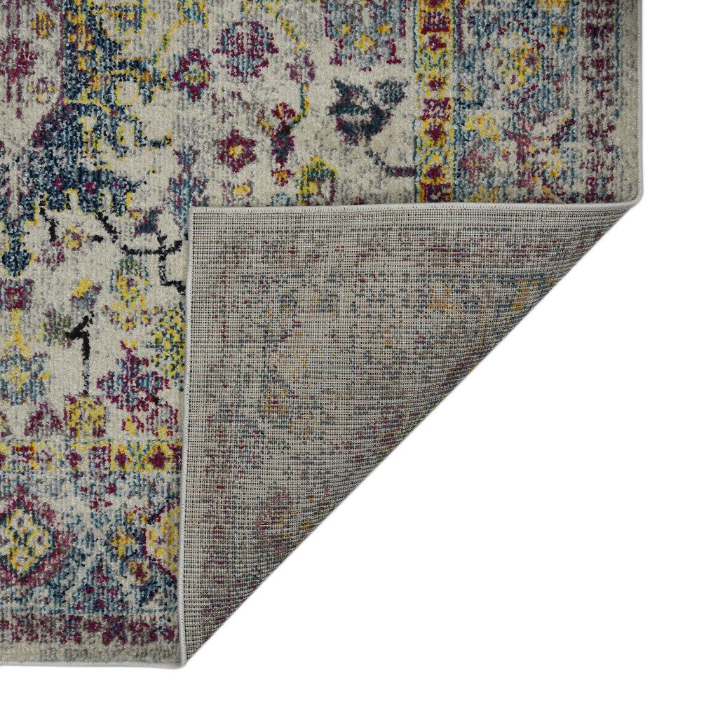 Gray Blue and Purple Polypropylene Rectangle Area Rug