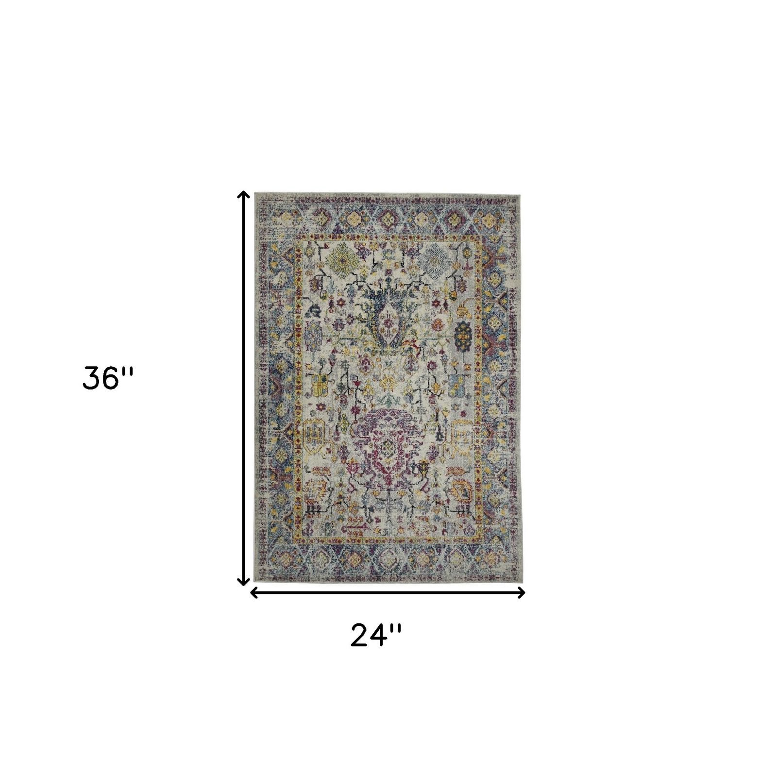 Gray Blue and Purple Polypropylene Rectangle Area Rug