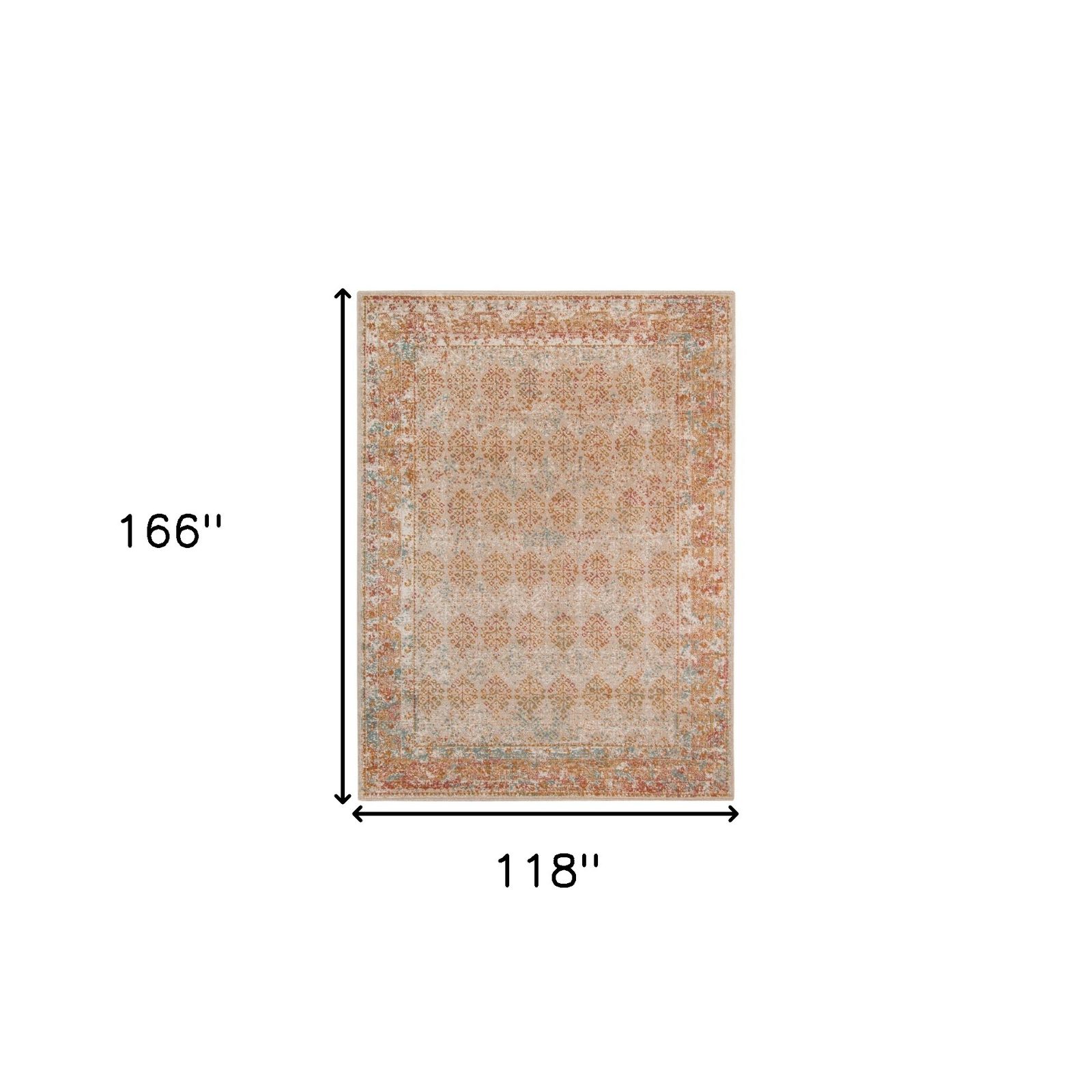 Beige Orange and Teal Southwestern Polypropylene Area Rug