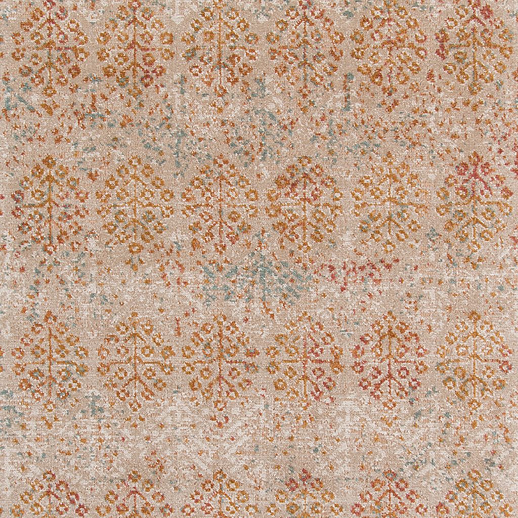 Beige Orange and Teal Southwestern Polypropylene Area Rug