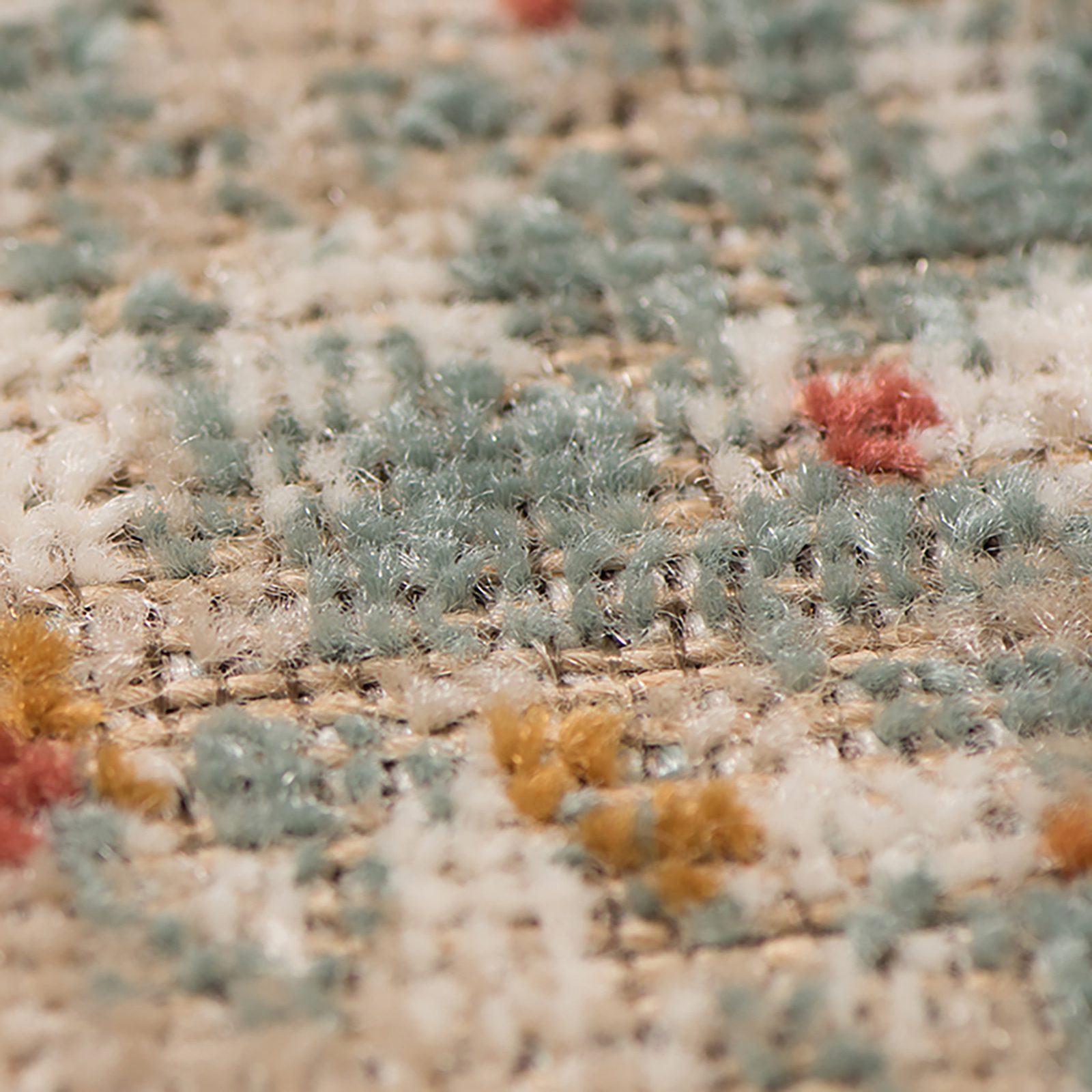 Beige Orange and Teal Southwestern Polypropylene Area Rug