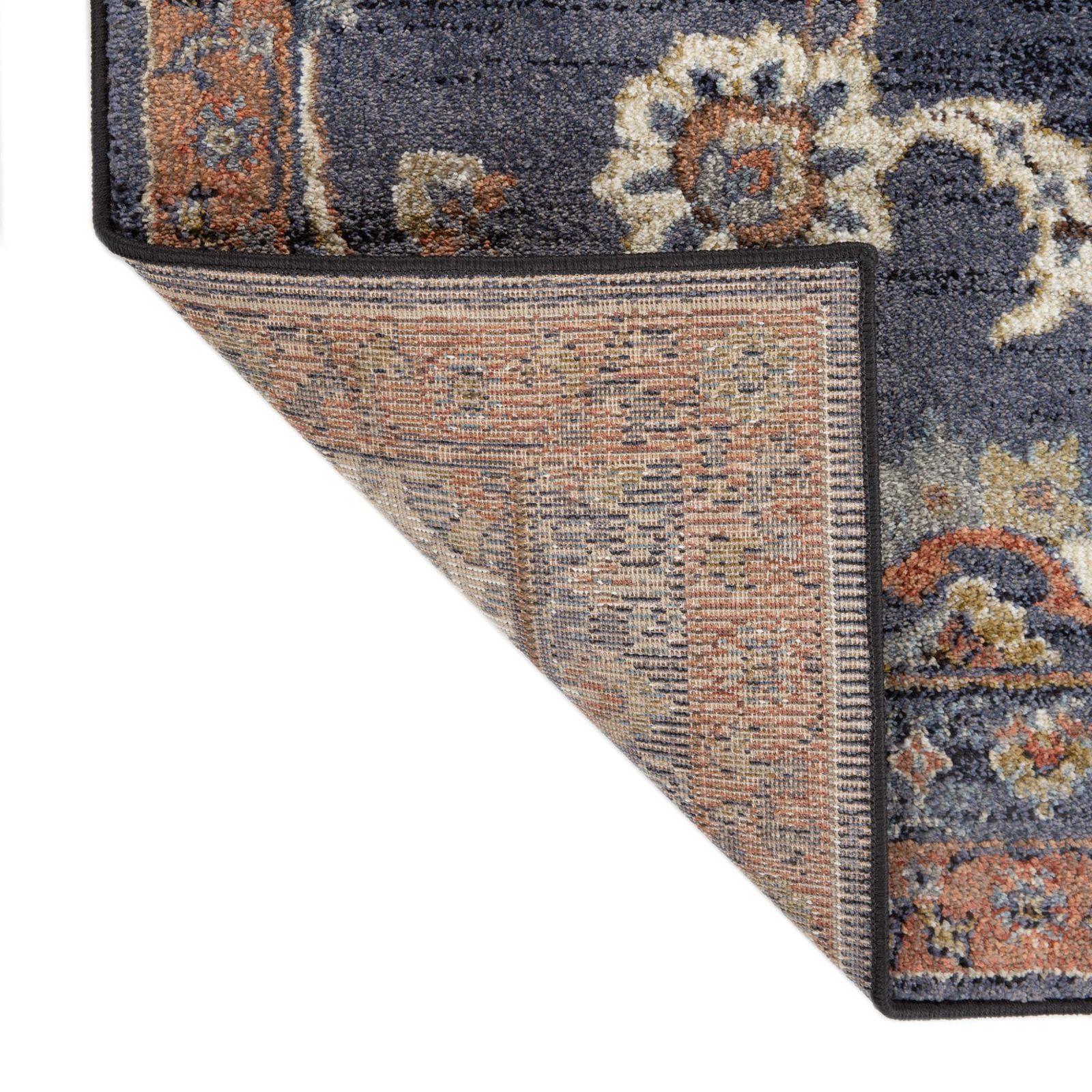Ivory Orange and Dark Gray Floral Polypropylene Area Rug