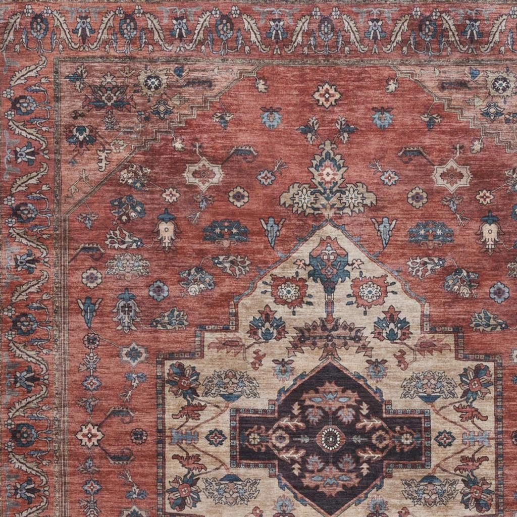 5′ X 7′ Blue and Red Polyester Rectangle Area Rug