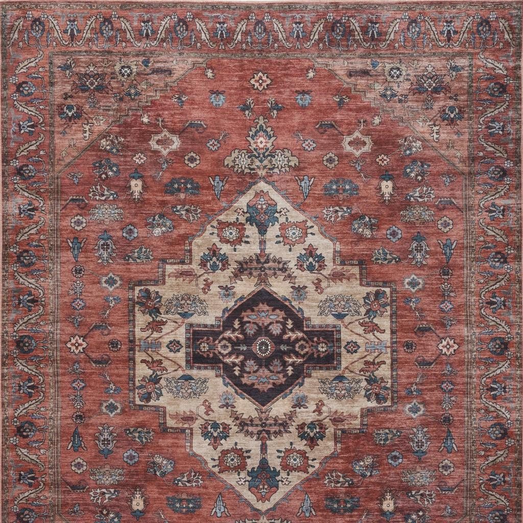 5′ X 7′ Blue and Red Polyester Rectangle Area Rug